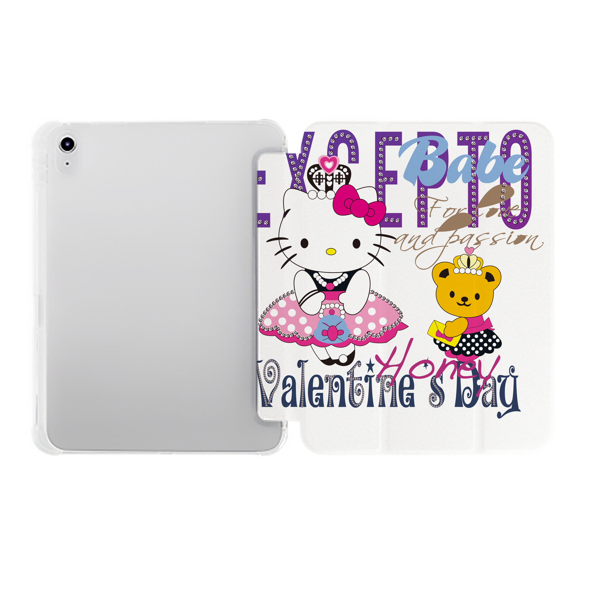 （画像用） Hello Kitty ハローキティ IPad ケース ペン収納付き 三つ折りスタンド PUレザー×シリコン 対応機種9.5/10.5/10.9インチ
